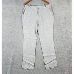 Club Room Luxury Pants Mens 34x32 Gray Slate 100% Linen Mid Rise Summer NWT